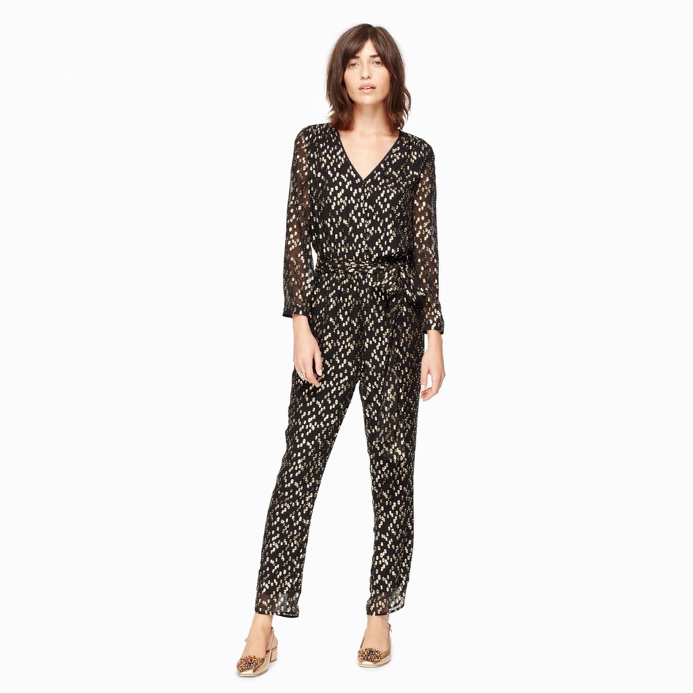 kate spade | metallic clipped dot jumpsuit